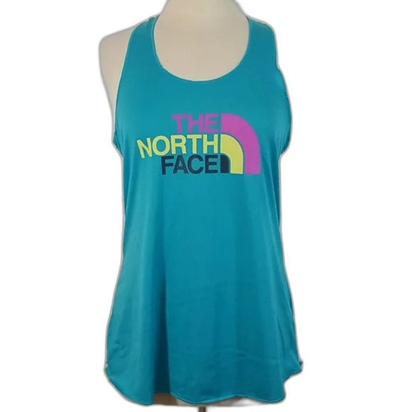 The North Face Graphic Logo Blue Racerback Tank Top Size Medium - Picture 1 of 4